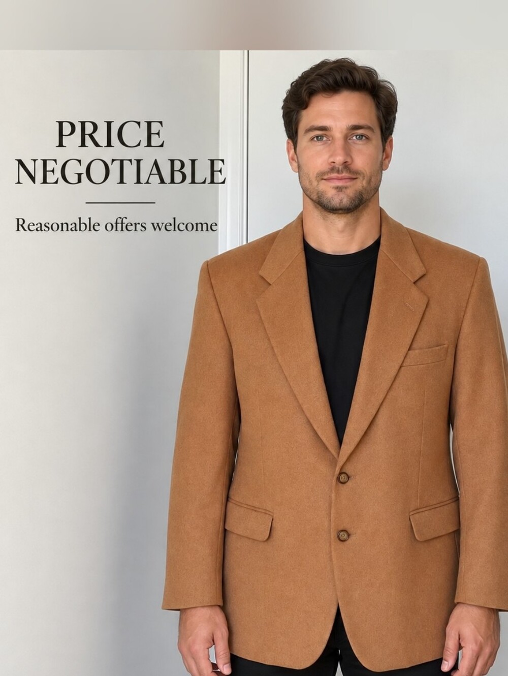 Spencer Paris Camel Wool Cashmere Blazer Made in France Men's 40R Luxury Sport c